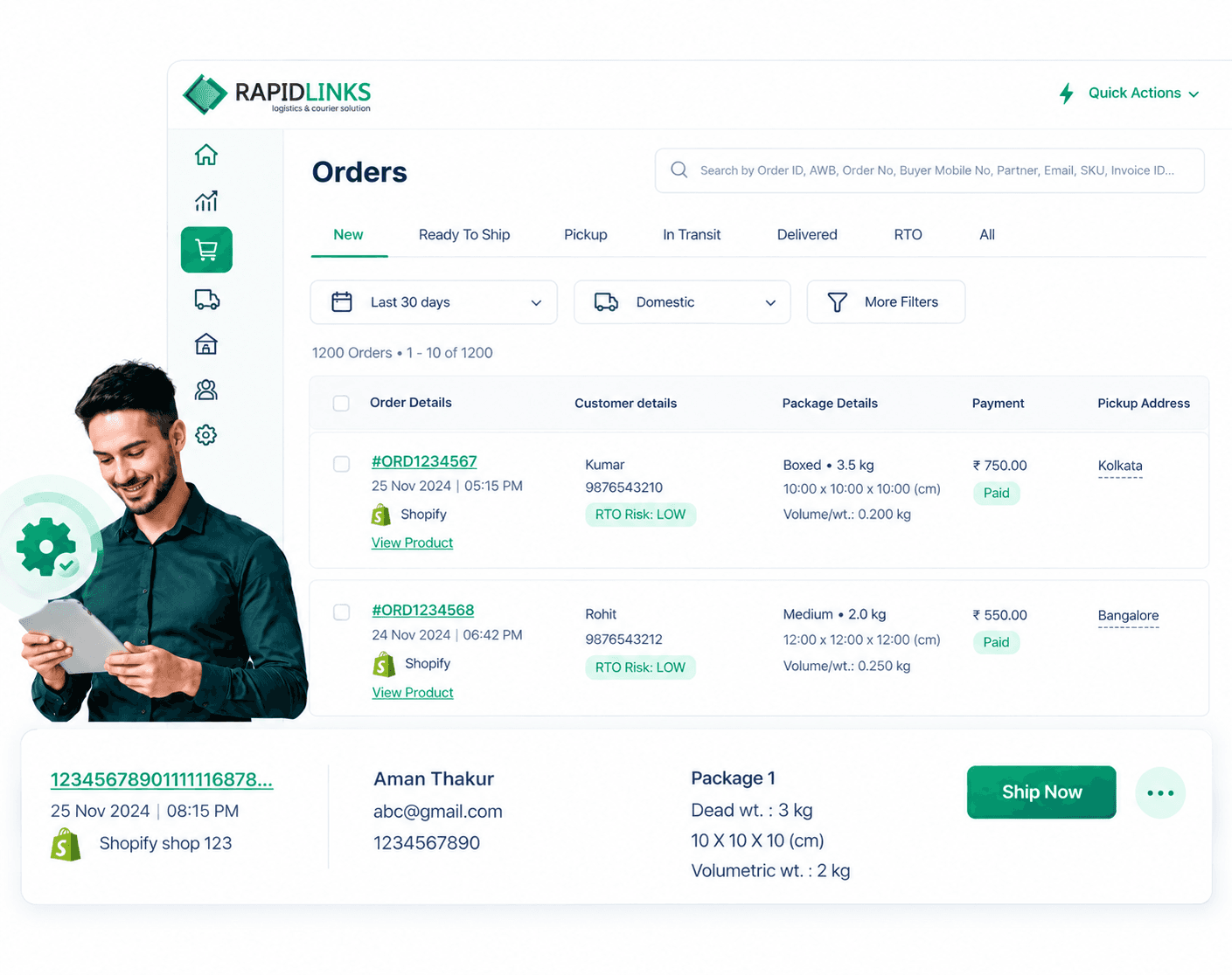International logistics dashboard